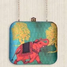 Artklim Colourful Elephant Printed Clutch