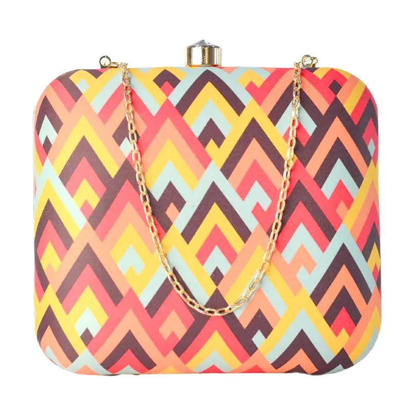 Artklim Multicolor Printed Clutch