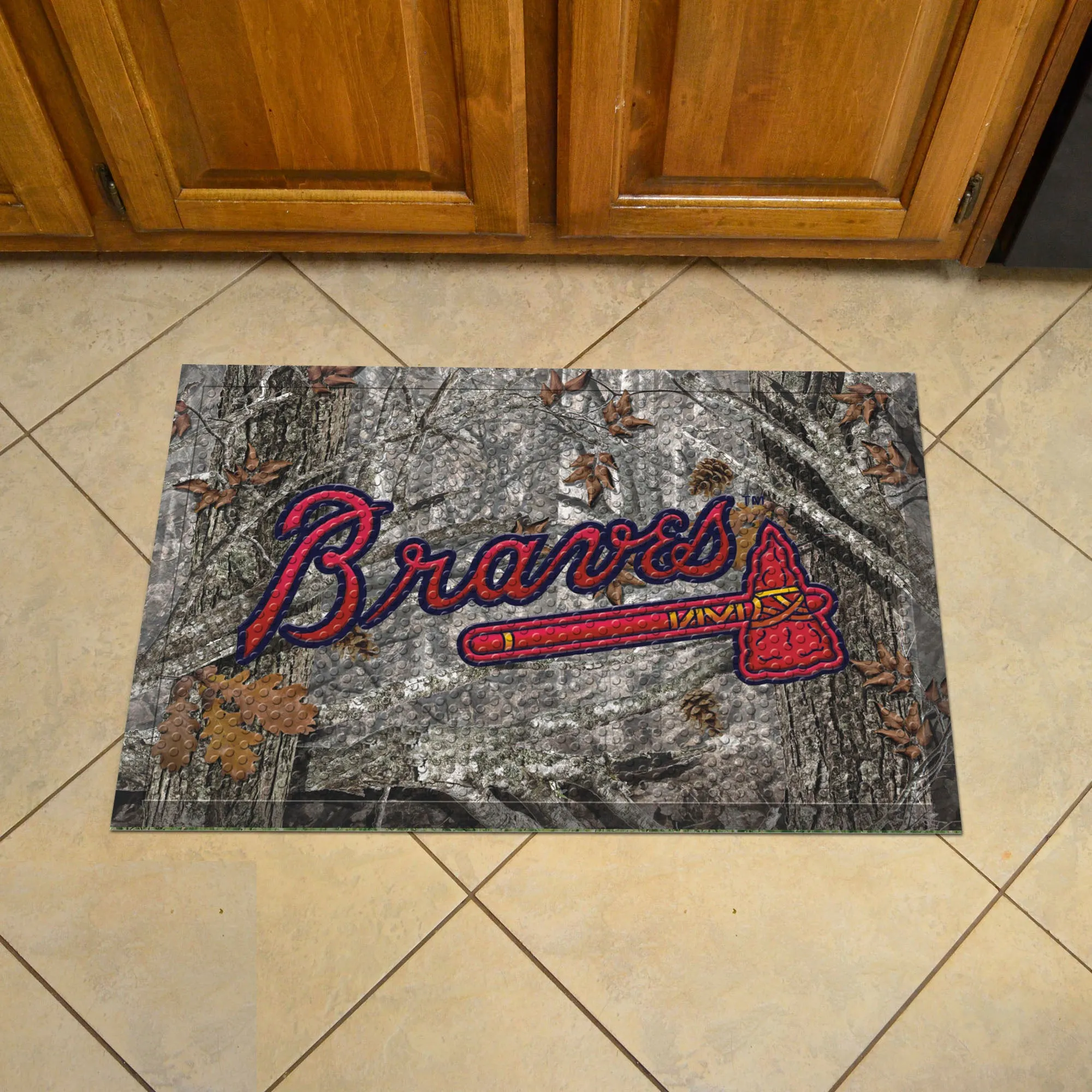 Atlanta Braves Rubber Scraper Door Mat Camo