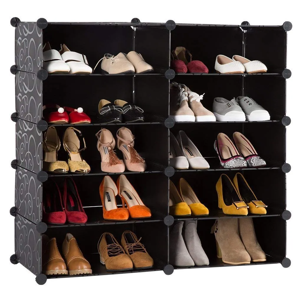 AYSIS Portable Shoe Rack Organizer 30 Pair Tower Shelf Storage Cabinet Stand Expandable for Heels, Boots, Slippers, (Plastic-10-Layer-Black)