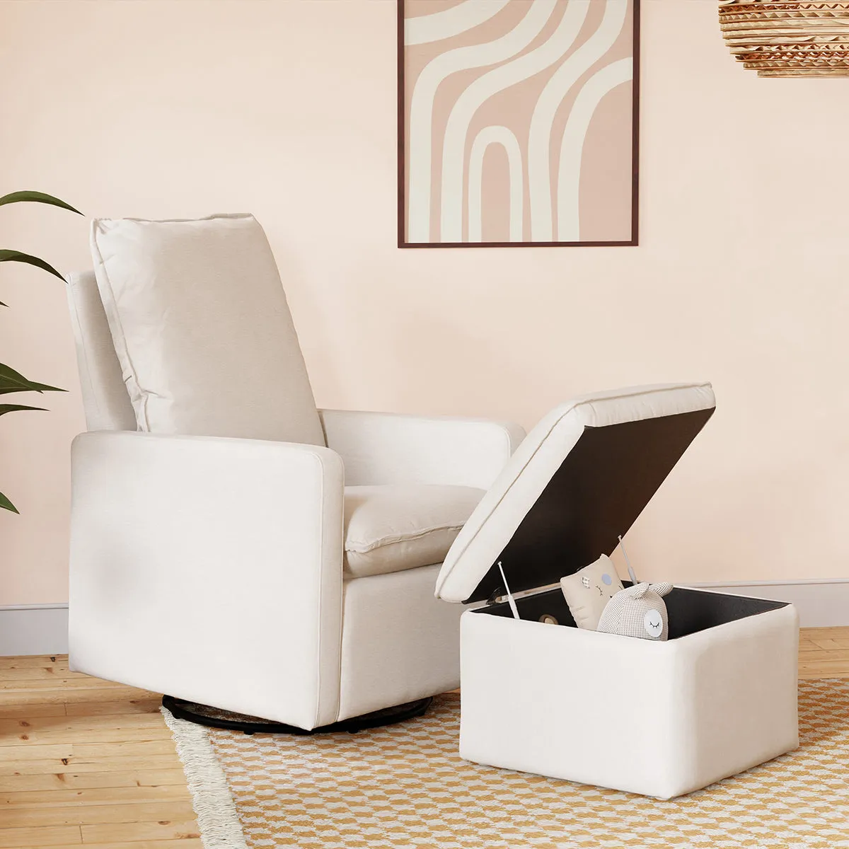 Babyletto Cali Storage Ottoman - Performance Cream Eco-Weave