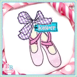 Ballet Shoes Big Bow Bean Applique