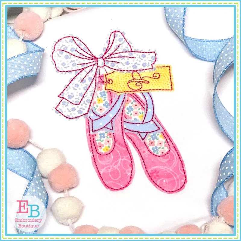 Ballet Shoes Big Bow Bean Applique