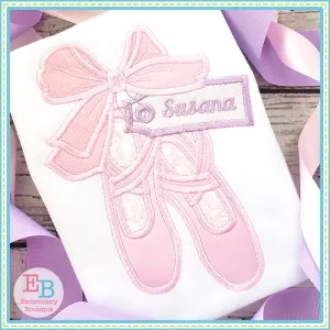 Ballet Shoes Big Bow Satin Applique