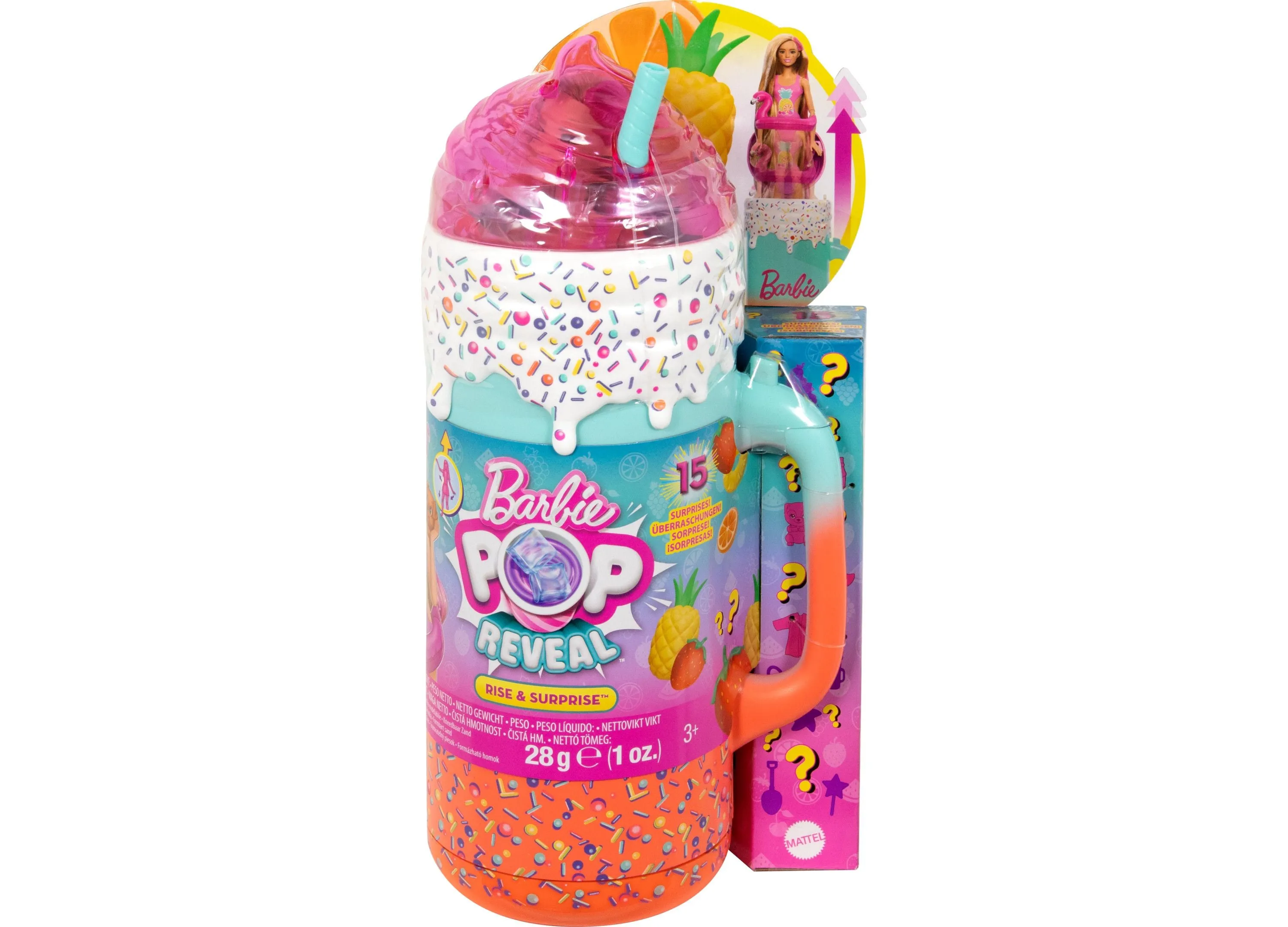 Barbie Pop Reveal Rise and Surprise Gift Set with Scented Doll, Squishy Scented Pet and More, 15 Plus Surprises