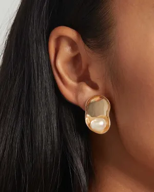 Baroque Pearl Disc Earrings