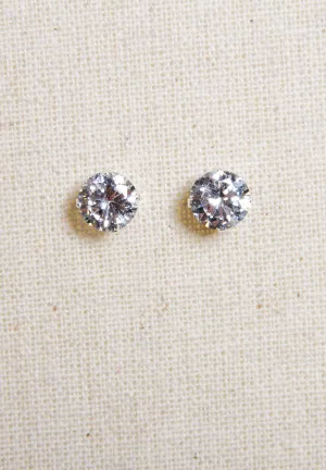 Big Stud Solitaire Sterling Silver Earrings