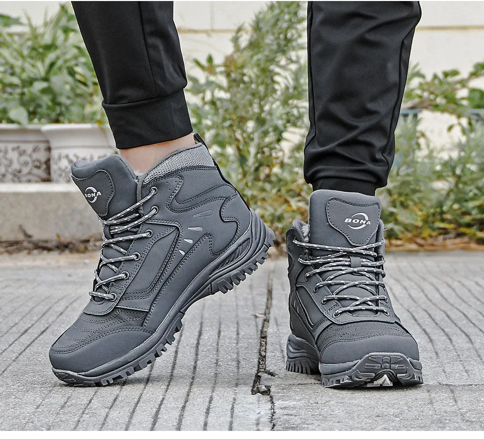 BONA Warm Winter Leather Boots for Men