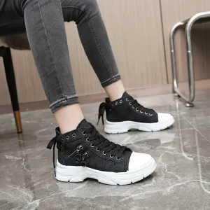 Casual Shoes Canvas High-Top Womens Spring And Summer Breathable Thick-Soled Heightening Martin Boots Sports Women Fashion Design Drop Otczb