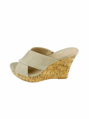 Charles By Charles David Women's Latrice Microsuede Wedge Nude Size 8 with Tags