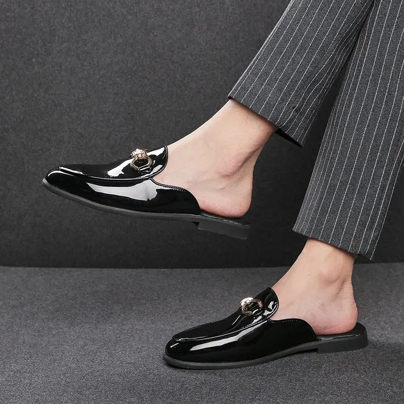 Checkered Pattern Appliques Mules Shoes