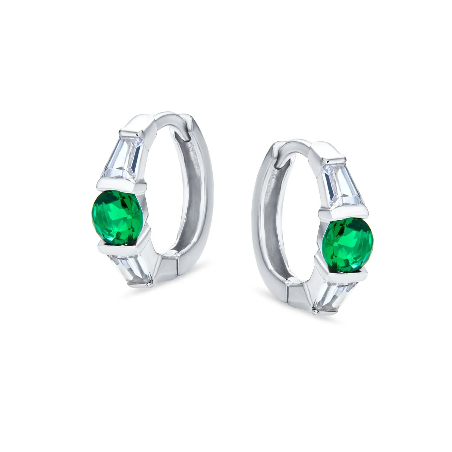 Classic AAA Solitaire CZ Mini Hoop Huggie Earrings 925 Sterling Silver