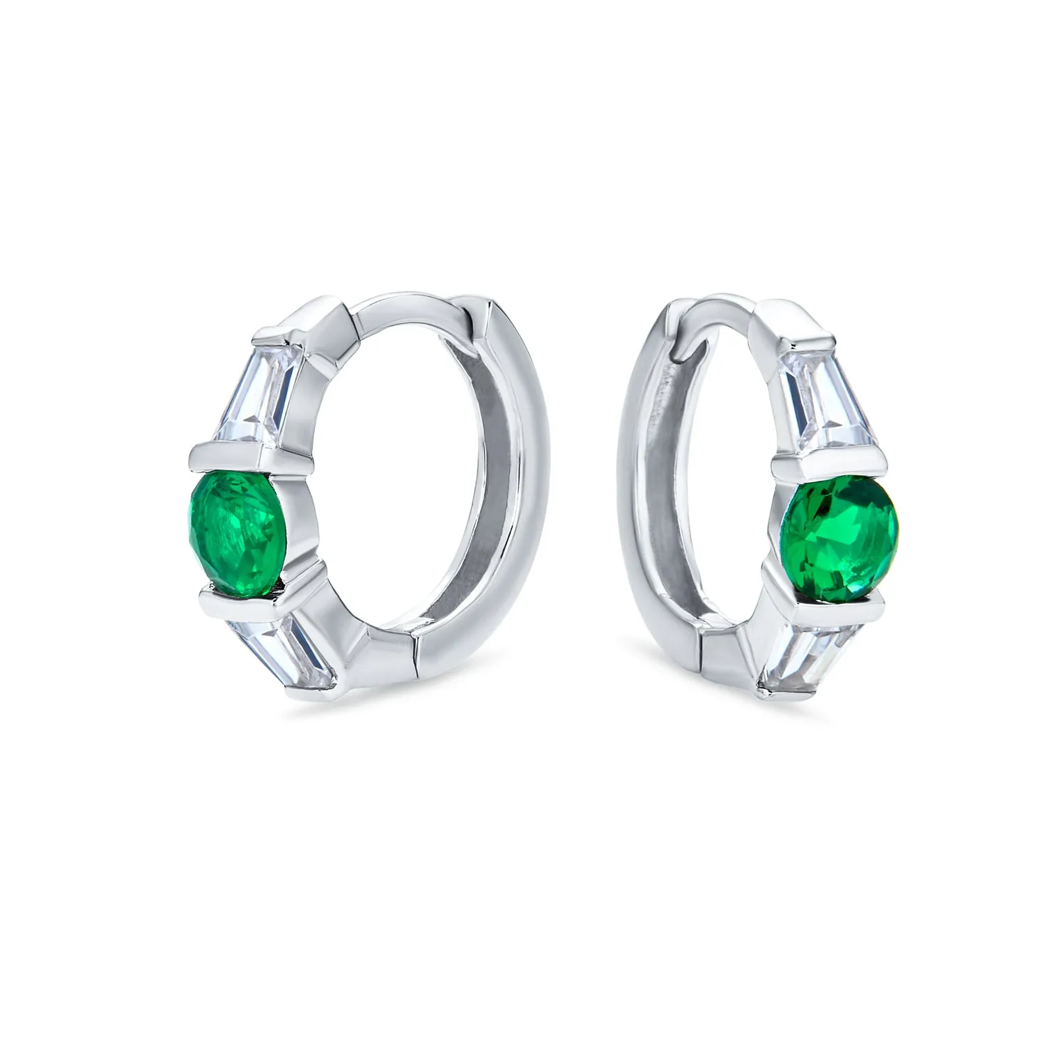 Classic AAA Solitaire CZ Mini Hoop Huggie Earrings 925 Sterling Silver