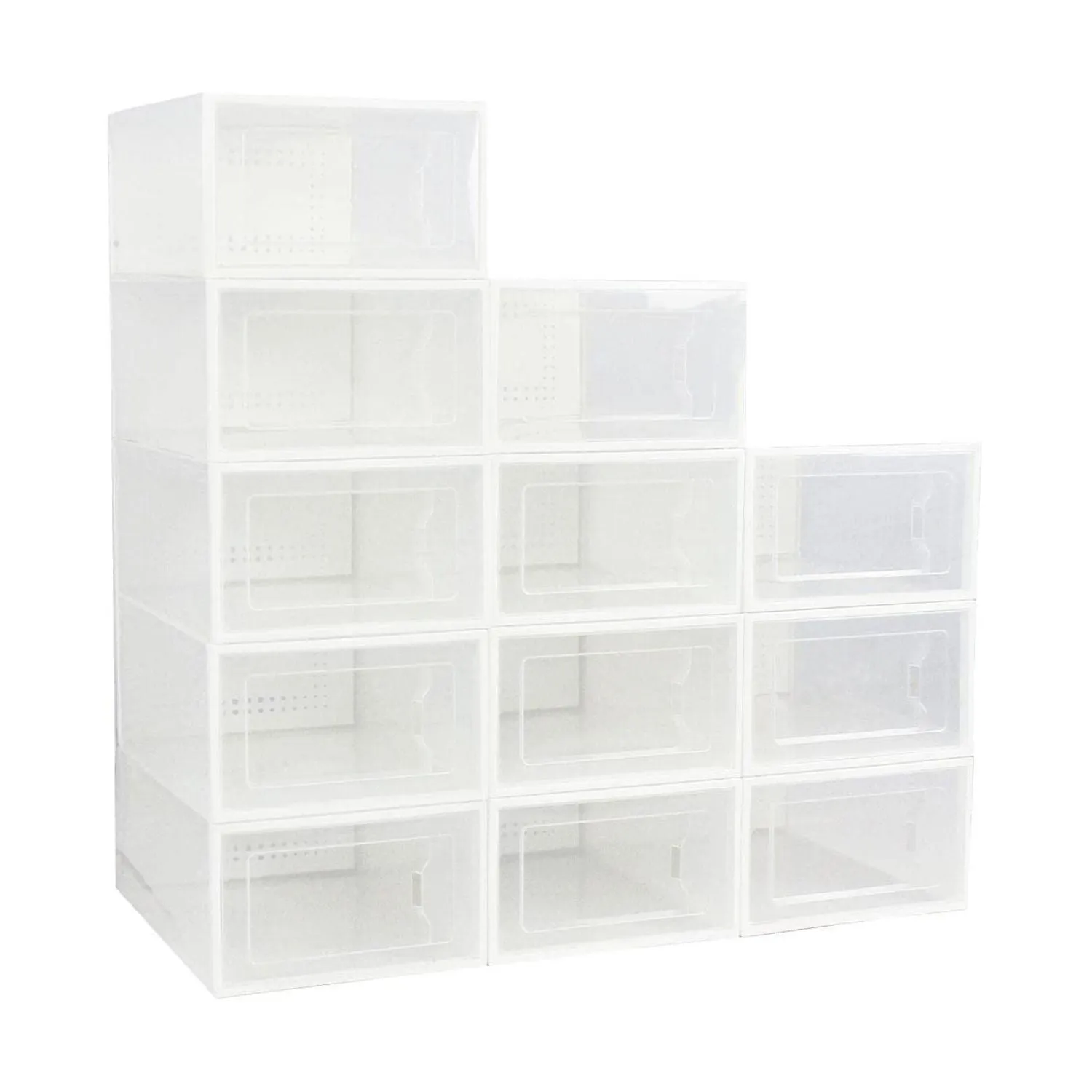 Clear Stackable Plastic Shoe Boxes 12PCS, Drop-Front - GOMINIMO