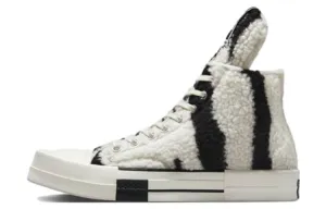 Converse TURBODRK Chuck Taylor All-Star 70 Hi Rick Owens DRKSHDW Sherpa Zebra Print White Black