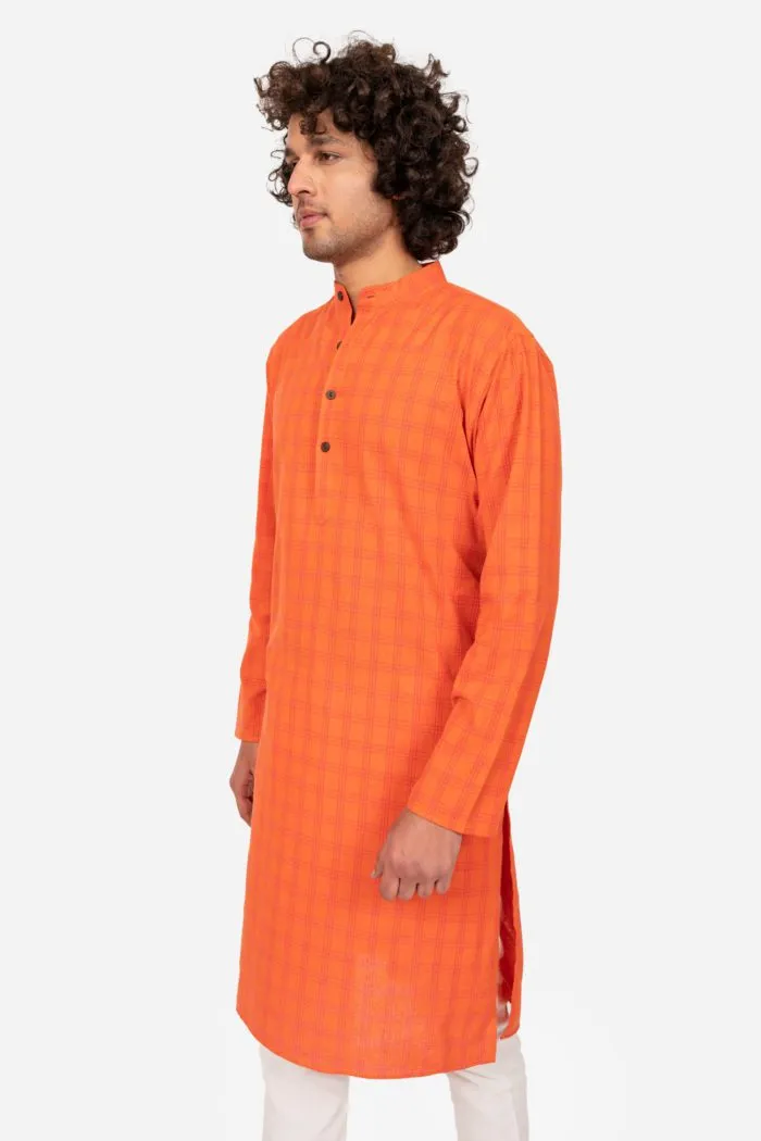 Coral Checks Long Kurta