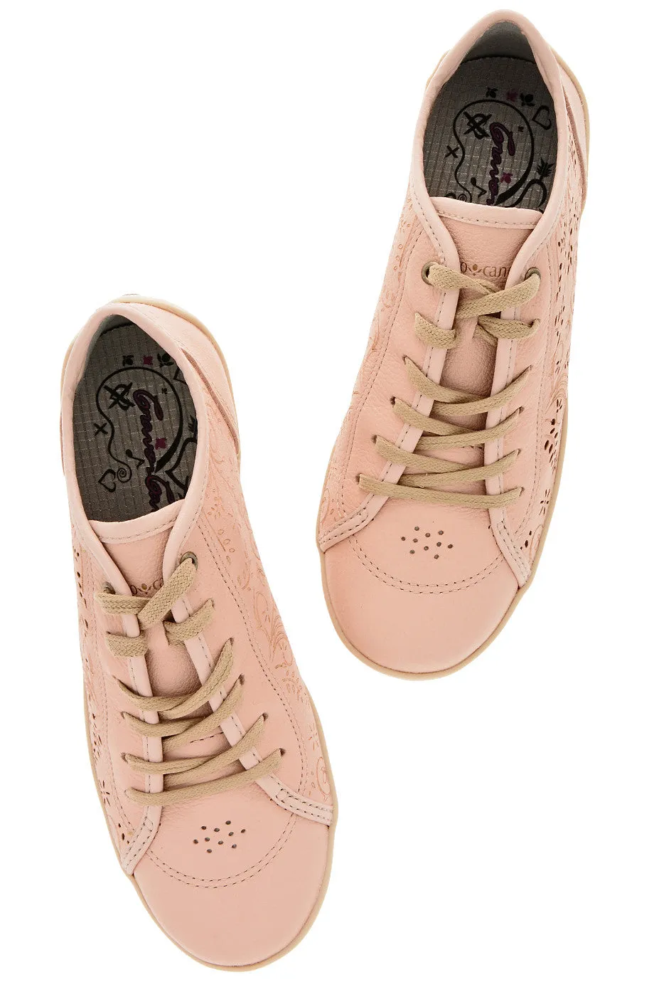 CRAVO & CANELA CINNA Creamy Rose Cut-Out Leather Sneakers