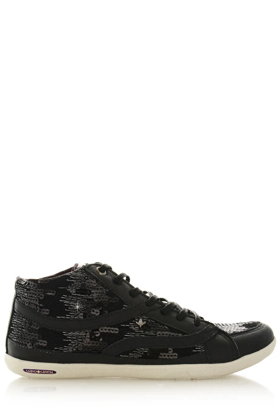 CRAVO & CANELA STARLA Black Sequin Sneakers