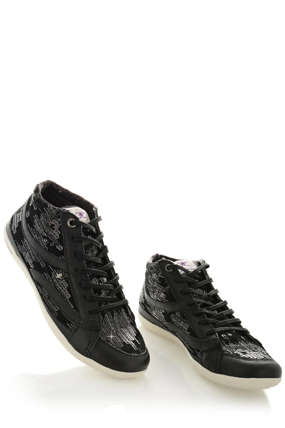 CRAVO & CANELA STARLA Black Sequin Sneakers