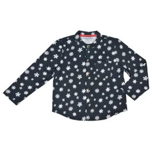 CrayonFlakes Black Shirt In 100% Cotton With Long Sleeve & Snowflake Design