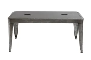 Creative Co-op DA7817 Grey & Brown Galvanized Metal Bench, Grey