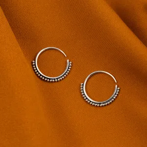 'Crescent Moon' Silver Handmade Oxidised Hoop Earrings