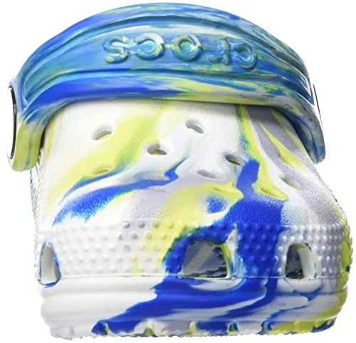 crocs Unisex-Child Classic Marbled Clog K White/Bright Cobalt Clog - 9-10 Years, 3 UK, 22 cms (J3) (207464-1E8)