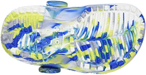 crocs Unisex-Child Classic Marbled Clog K White/Bright Cobalt Clog - 9-10 Years, 3 UK, 22 cms (J3) (207464-1E8)