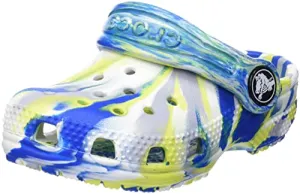 crocs Unisex-Child Classic Marbled Clog K White/Bright Cobalt Clog - 9-10 Years, 3 UK, 22 cms (J3) (207464-1E8)