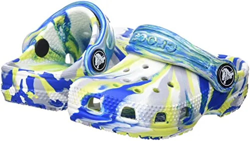 crocs Unisex-Child Classic Marbled Clog K White/Bright Cobalt Clog - 9-10 Years, 3 UK, 22 cms (J3) (207464-1E8)