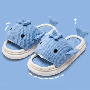 Cute Linen Shark Slippers For Indoor Home Shoes