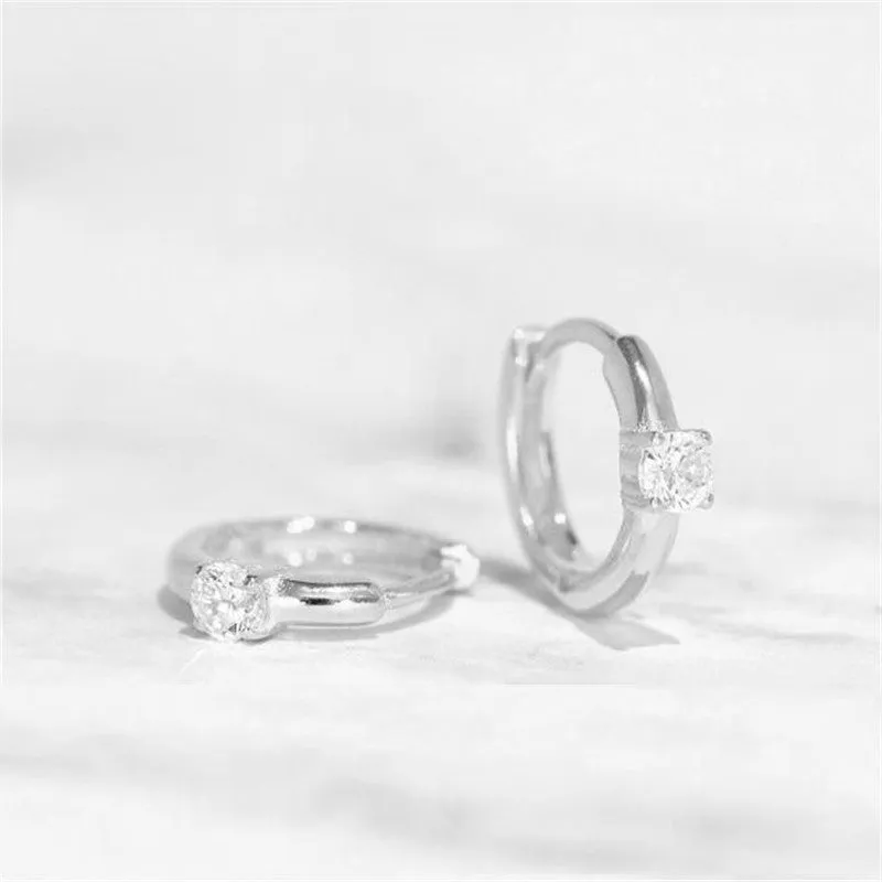 Dainty Single Stone Huggie Hoops