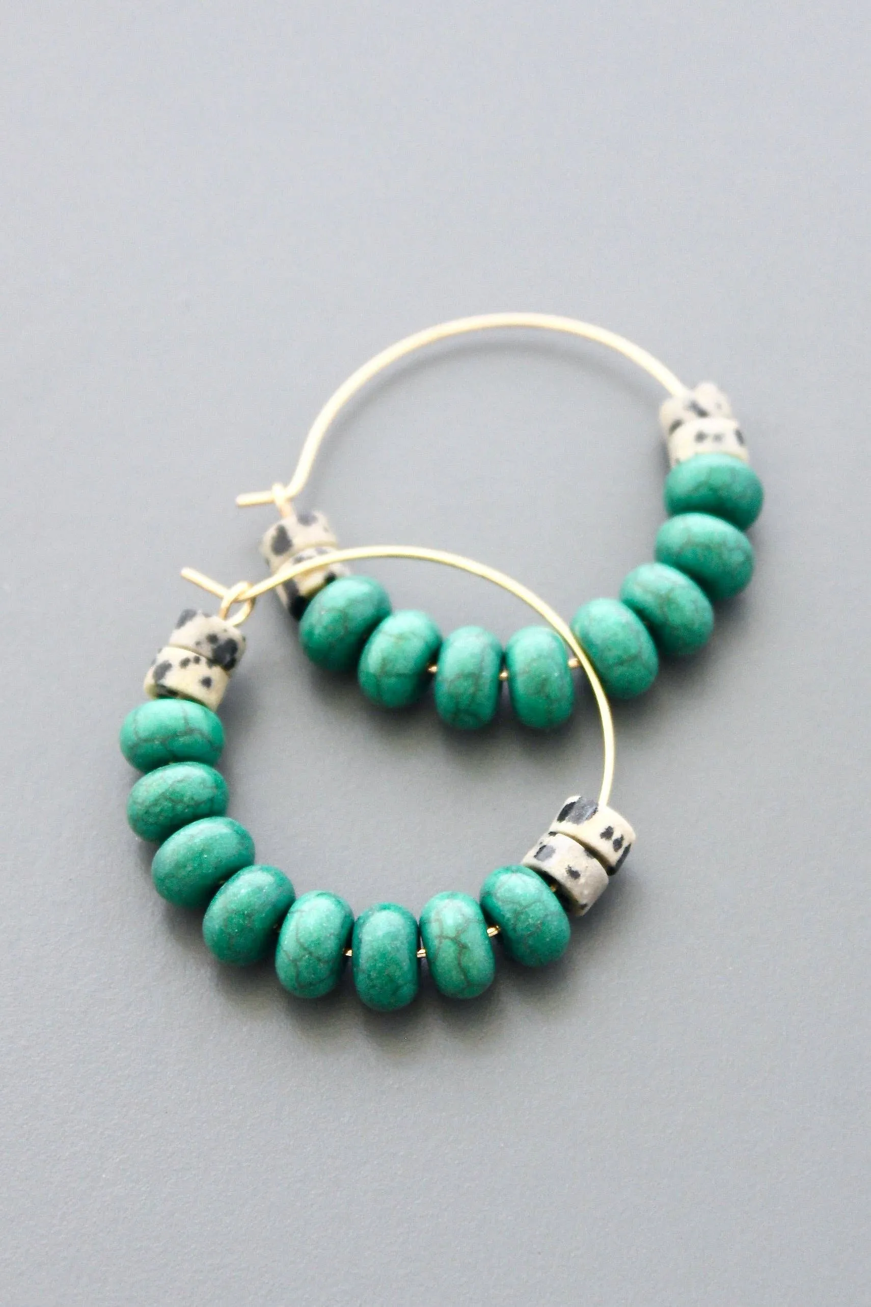 David Aubrey Jewelry - HYLE10 Dalmatian and turquoise hoops