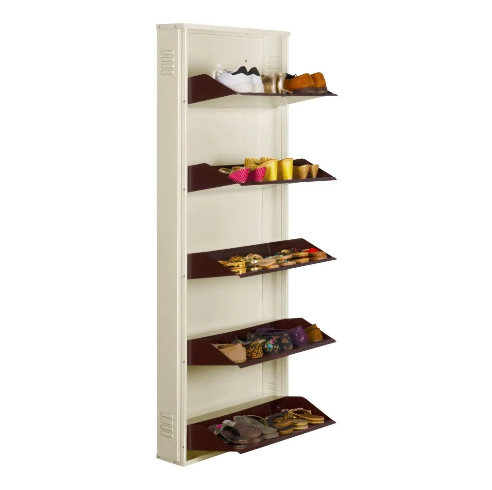 DELITE KOM Metal Shoe Rack for Home | 24 Inches Wide 5 Shelf | Metal Shoe Cabinet for Home with Lock | Wall Mount | Space Saving Chappal Sandal Shoe Organizer Stand | 100% Powder Coated Color | DIY