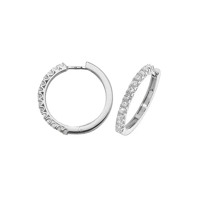 Diamond Jewellery 18ct White Gold Diamond Hoop Earrings EDQ307W