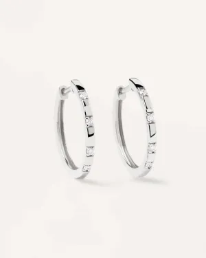 Diamonds and White Gold Frosty Hoops