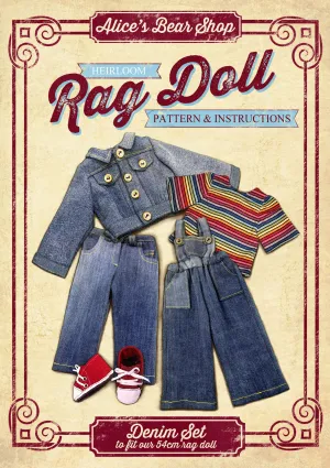 *DOWNLOAD* Sewing a Rag Doll Denim Set Outfit- A4 or US Pattern and Instructions - to fit our 54cm Rag Doll