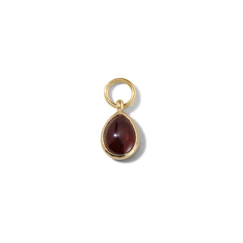 Droplet Charm, Garnet, Gold