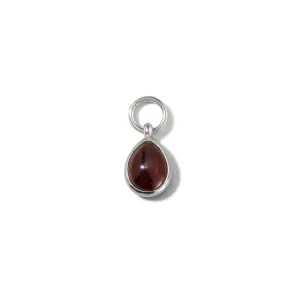 Droplet Charm, Garnet, Silver