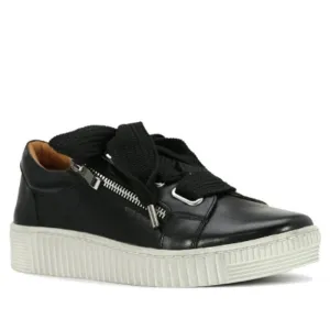 EOS  Jovi Leather Trainer Black Lace Up with Zip