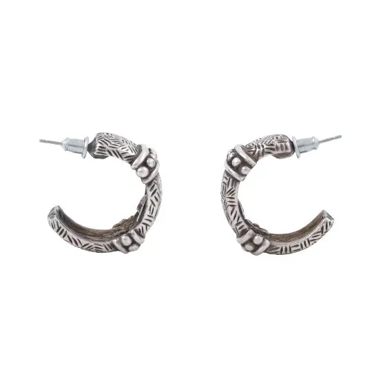 Etched Half-Hoop Sterling Silver Earrings