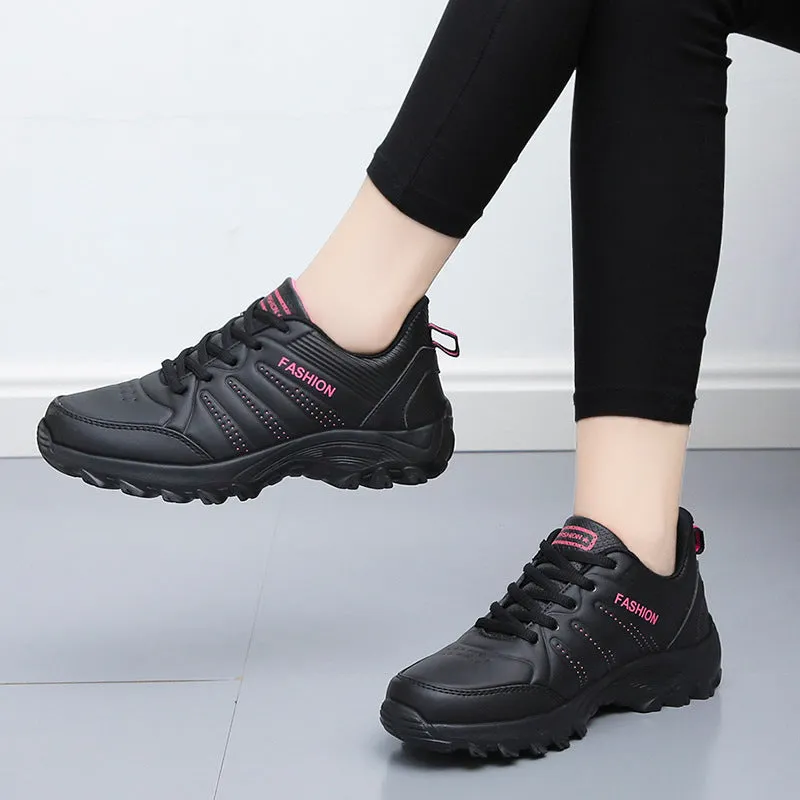 Flat Sneakers Women's Shoes Autumn and Winter Leather