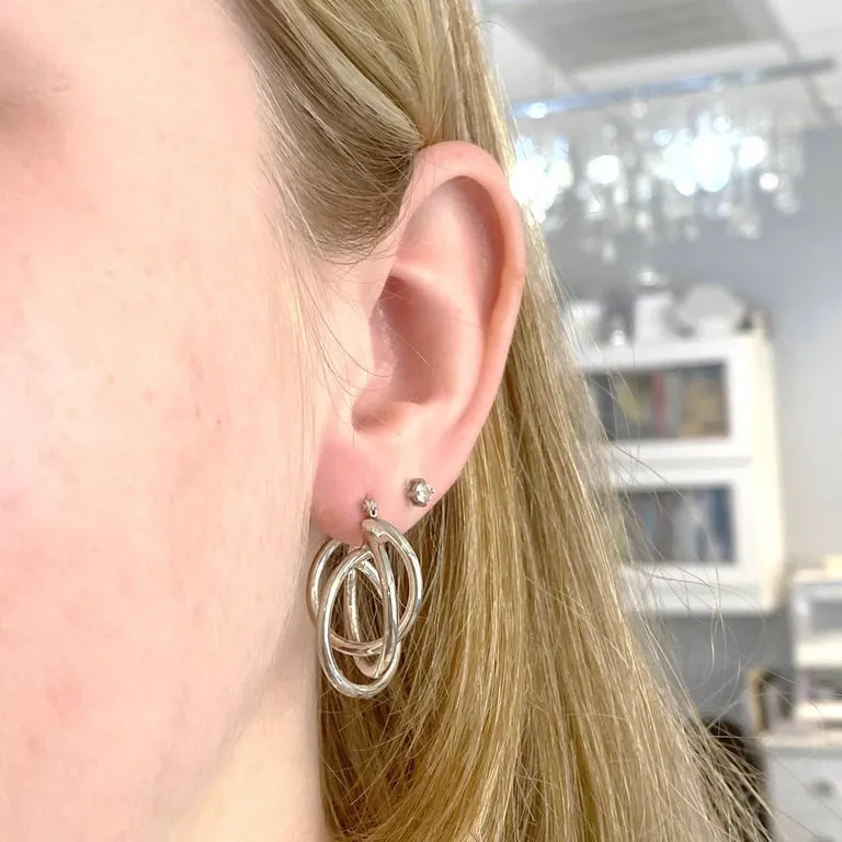 Freeform Hoop Earrings, Sterling Silver Earrings, One Pair in Sterling