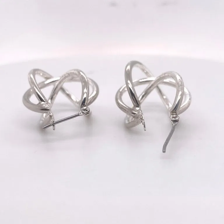 Freeform Hoop Earrings, Sterling Silver Earrings, One Pair in Sterling