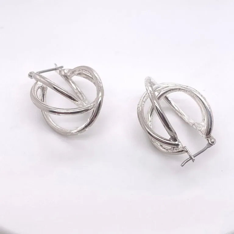 Freeform Hoop Earrings, Sterling Silver Earrings, One Pair in Sterling