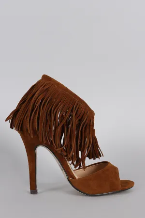 Fringe Cuff and Tassel Open Toe Heel