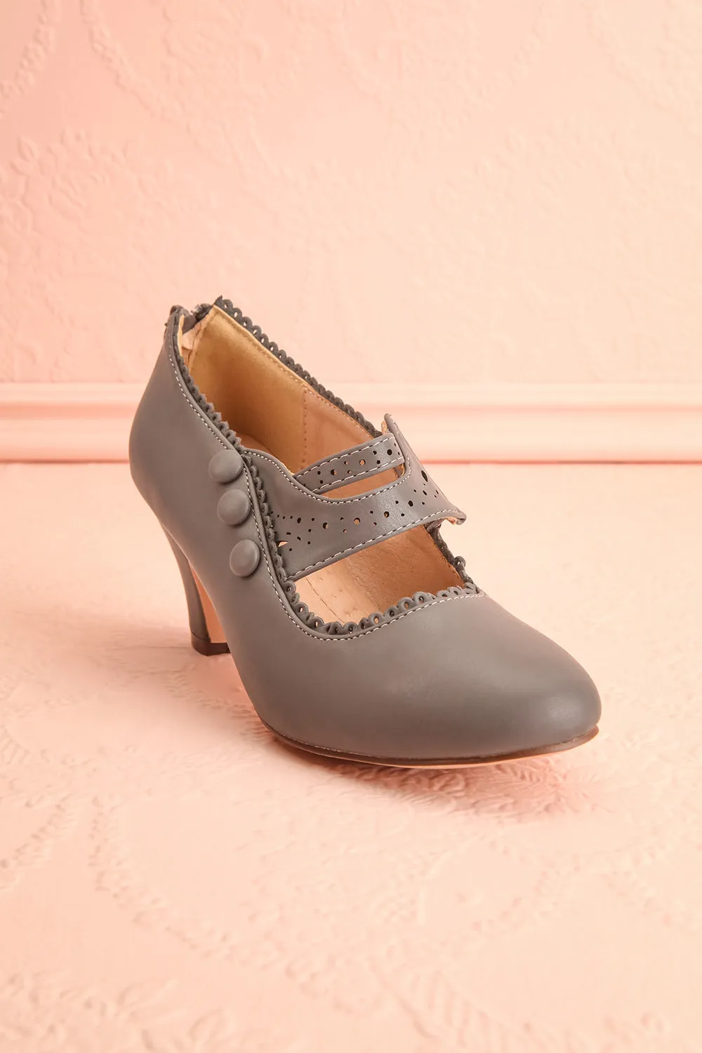 Genet Grey | Closed Toe Heels