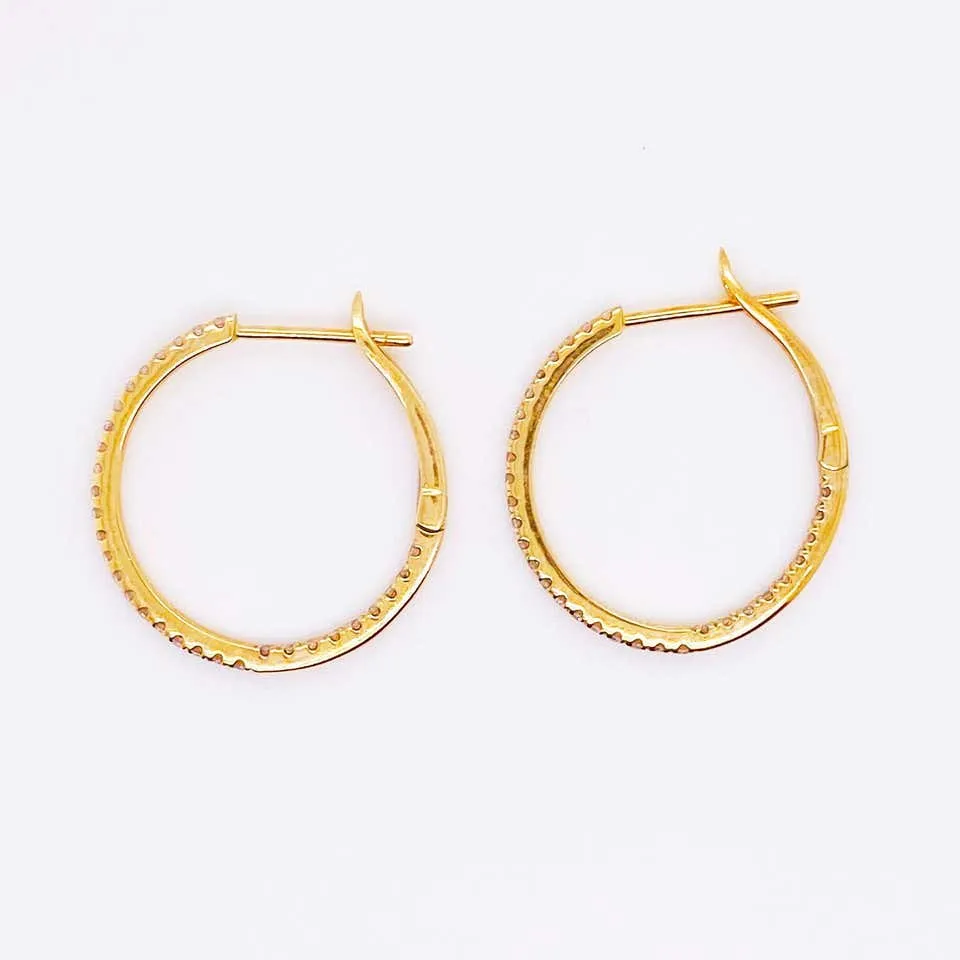 Half Carat Diamond Inside Out Hoop Earrings