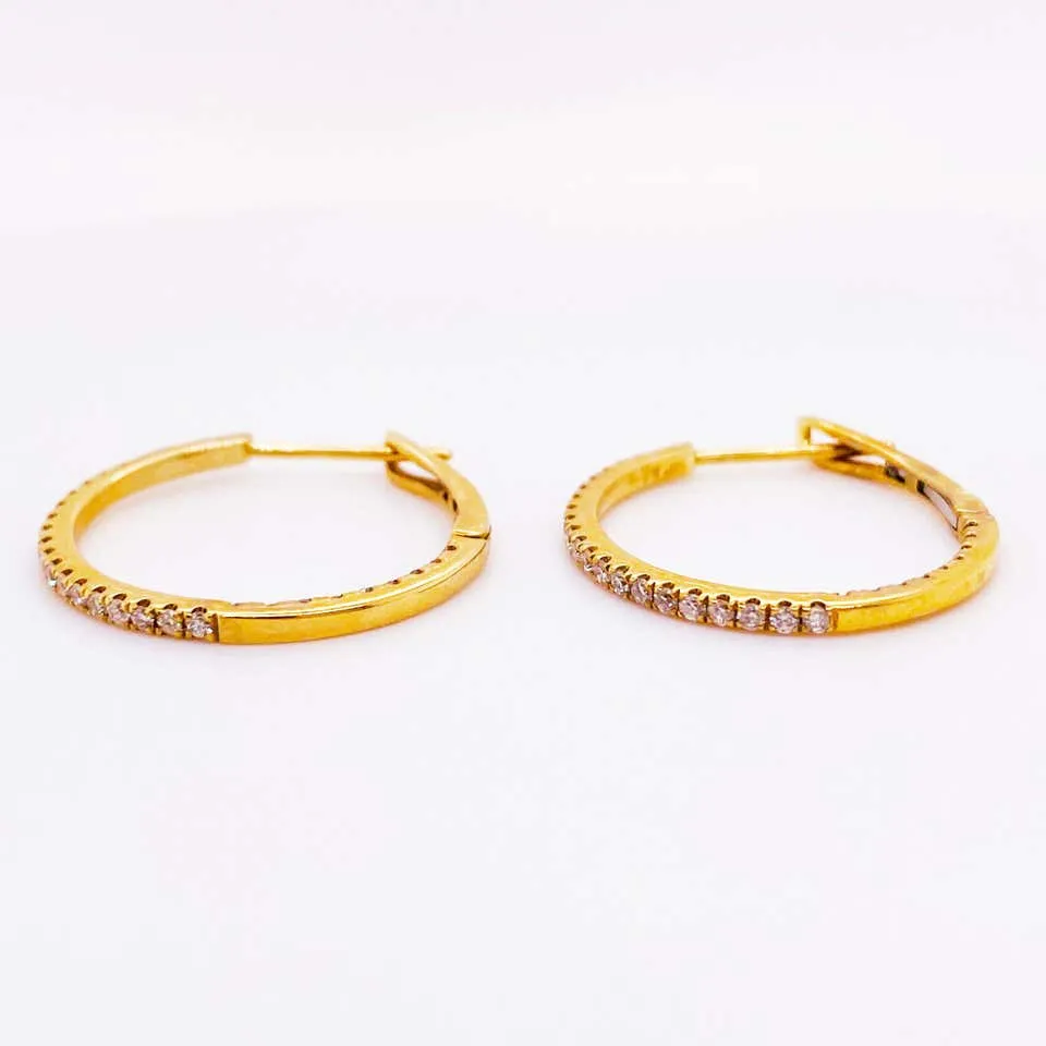 Half Carat Diamond Inside Out Hoop Earrings