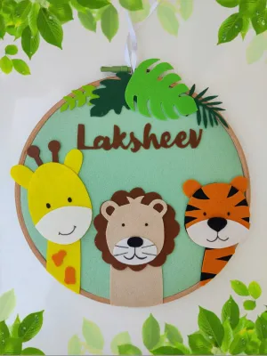 Hand-Crafted Embroidery Hoop Wall Hanging Art for Home Decor - 3 Animals (Giraffe, Lion, Tiger) (PREPAID ORDER)